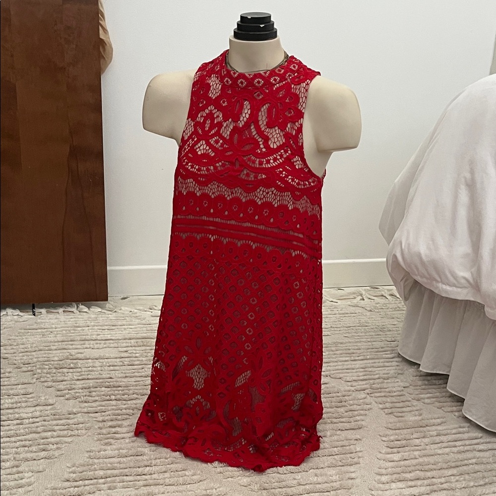 Francesca's Red Lace Sleeveless Dress